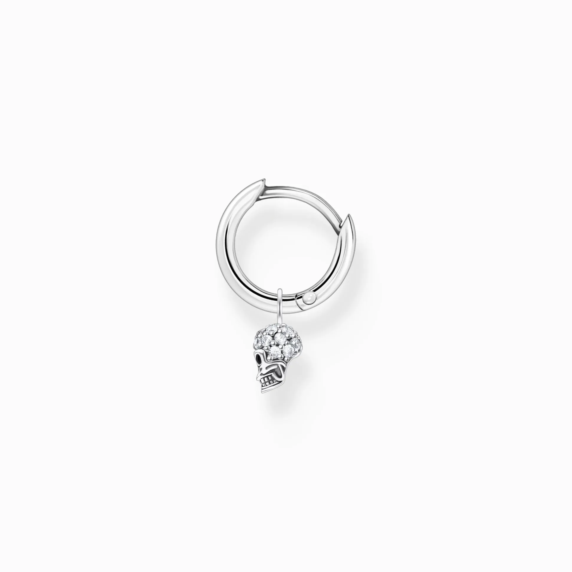 Cheap Einzel Creole mit Totenkopf Anhänger silber Damen Creolen
