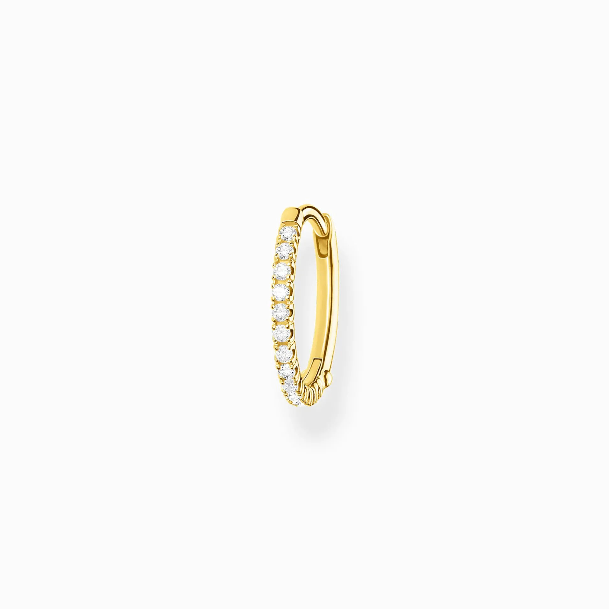 Sale Einzel Creole weiße Steine gold Damen Creolen|18K Vergoldung - 925 Silber