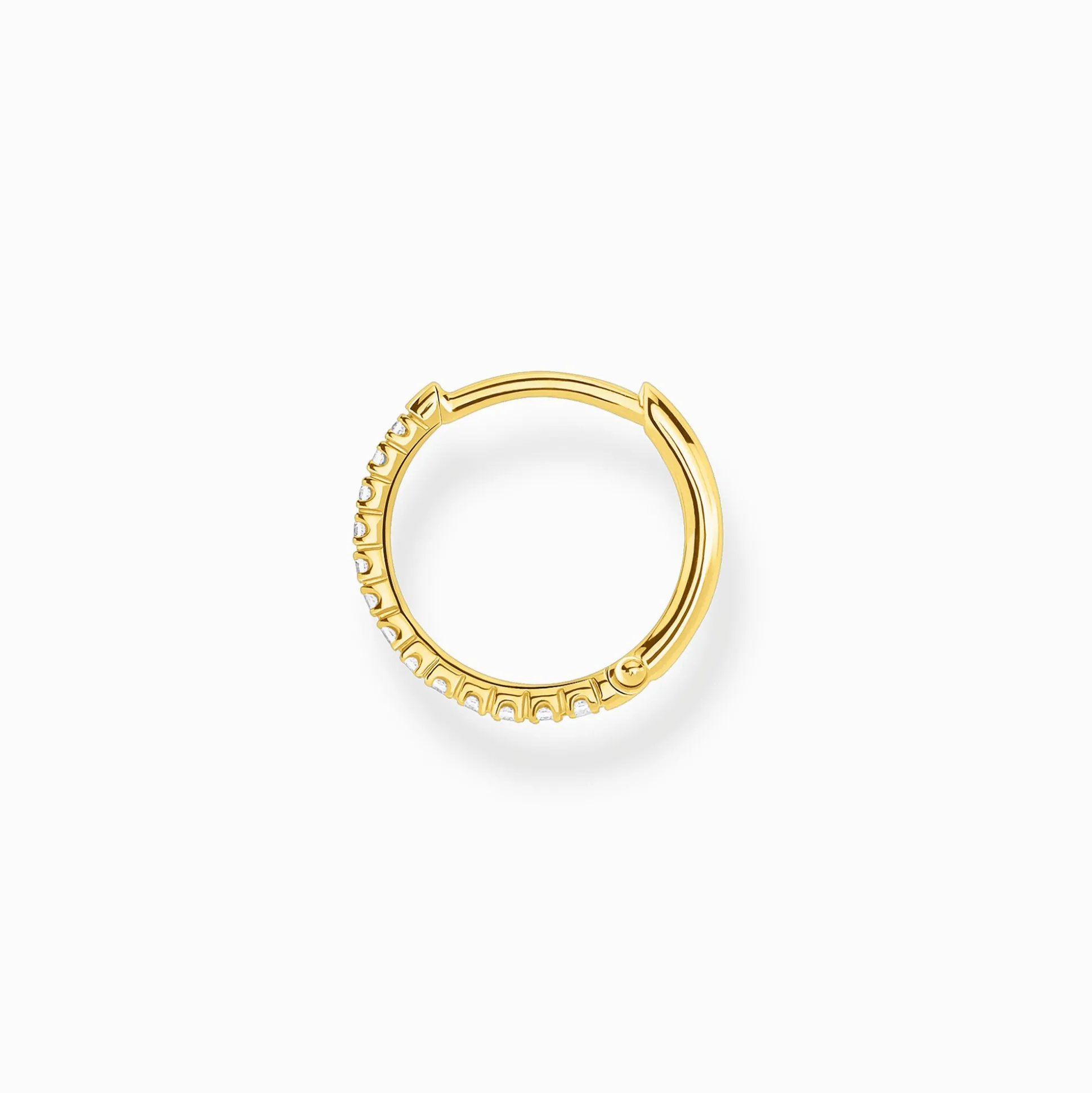 Sale Einzel Creole weiße Steine gold Damen Creolen|18K Vergoldung - 925 Silber