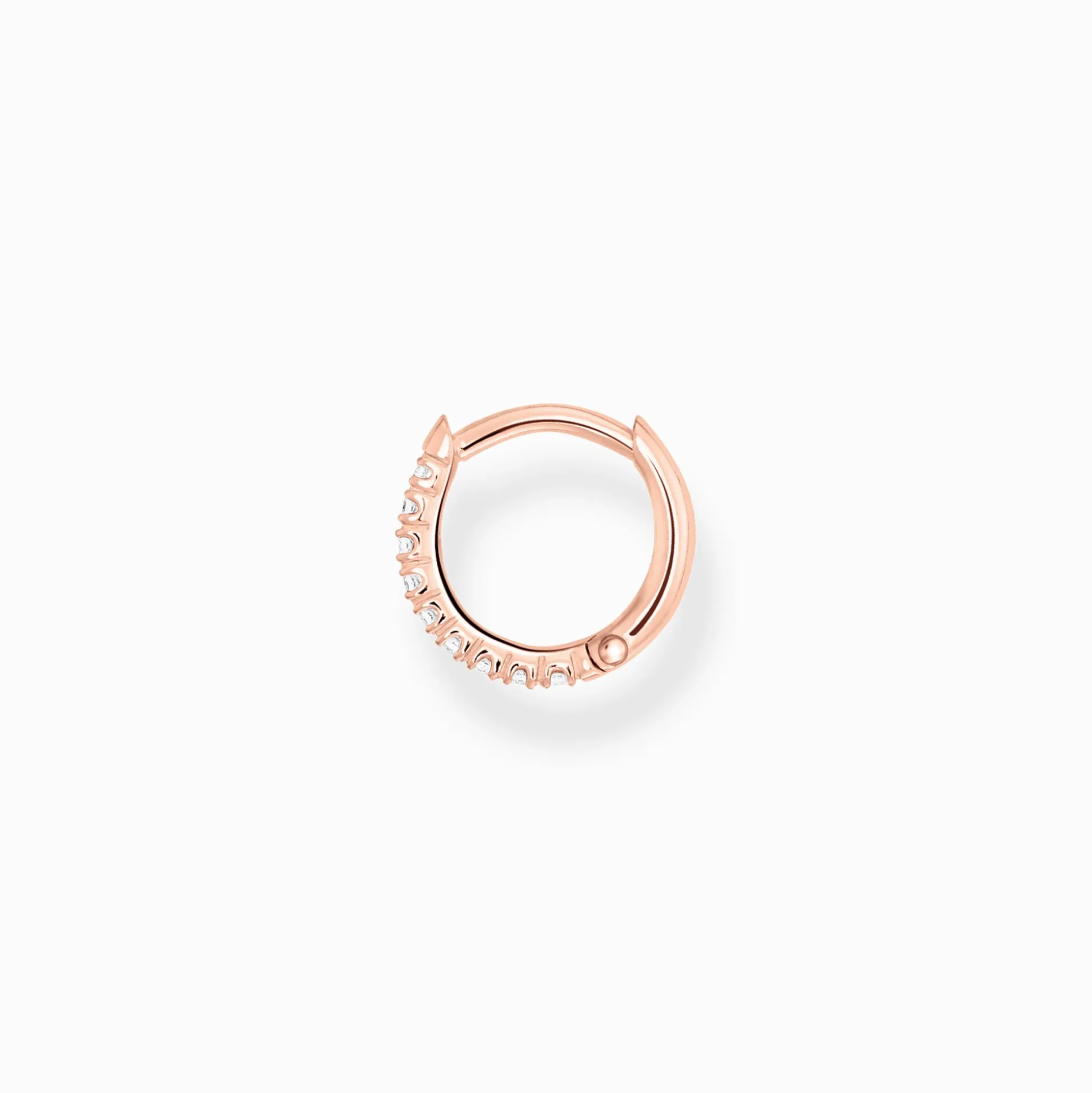 Discount Einzel Creole weiße Steine roségold Damen Creolen|18K Rosé-Vergoldung - 925 Silber