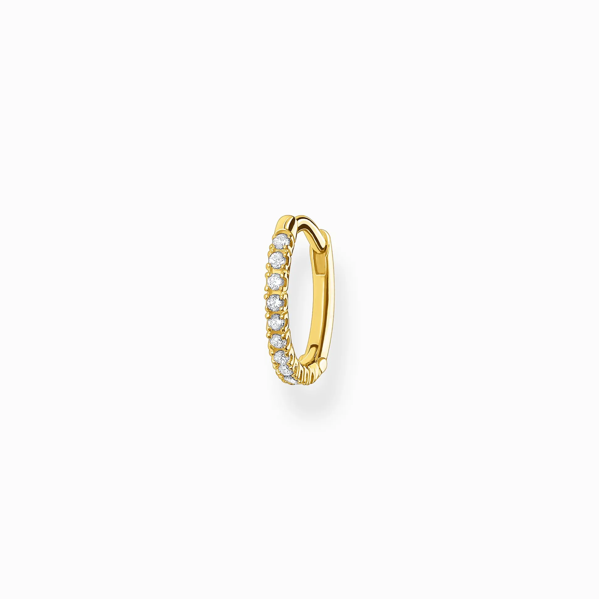 Best Einzel Creole weiße Steine gold Damen Creolen|18K Vergoldung - 925 Silber