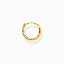 Best Einzel Creole weiße Steine gold Damen Creolen|18K Vergoldung - 925 Silber