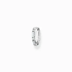 Cheap Einzel Creole weiße Steine silber Damen Creolen