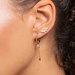 Flash Sale Einzel Ohrring Anhänger Stern gold Damen Creolen|18K Vergoldung - 925 Silber