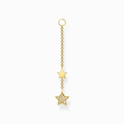 Clearance Einzel Ohrring Anhänger Sterne gold Damen Creolen|18K Vergoldung - 925 Silber