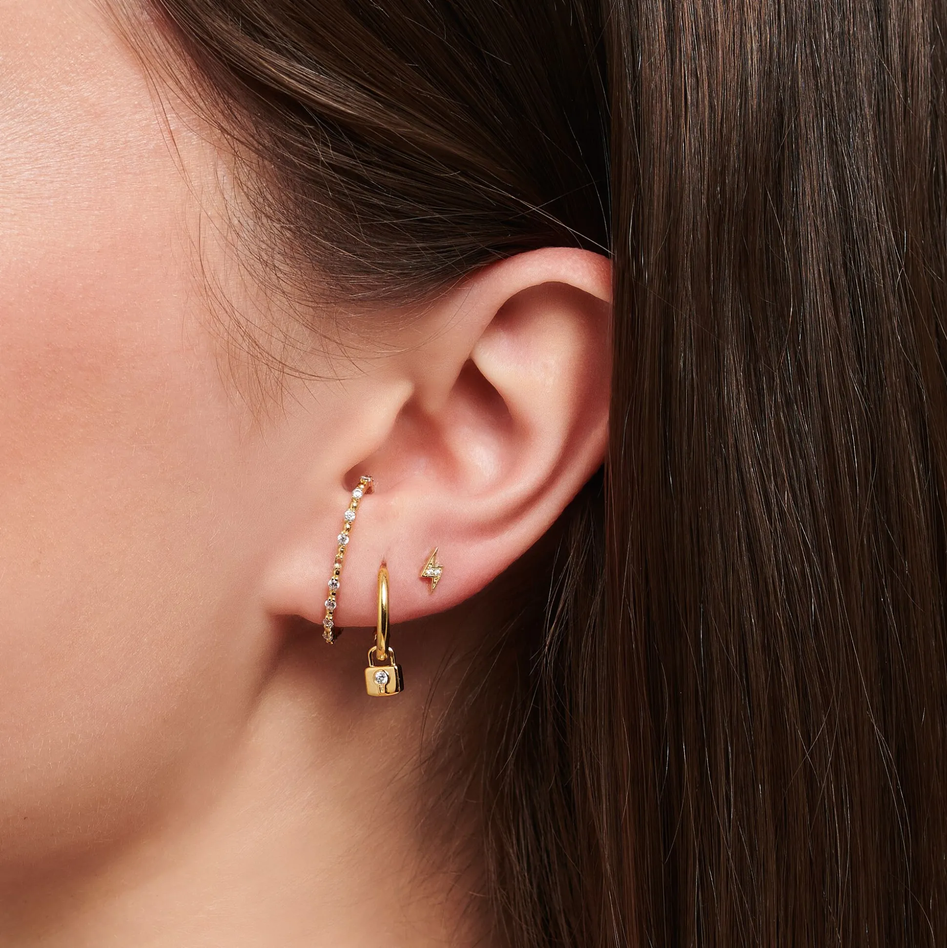 Clearance Einzel Ohrstecker Blitz gold Damen Ohrstecker