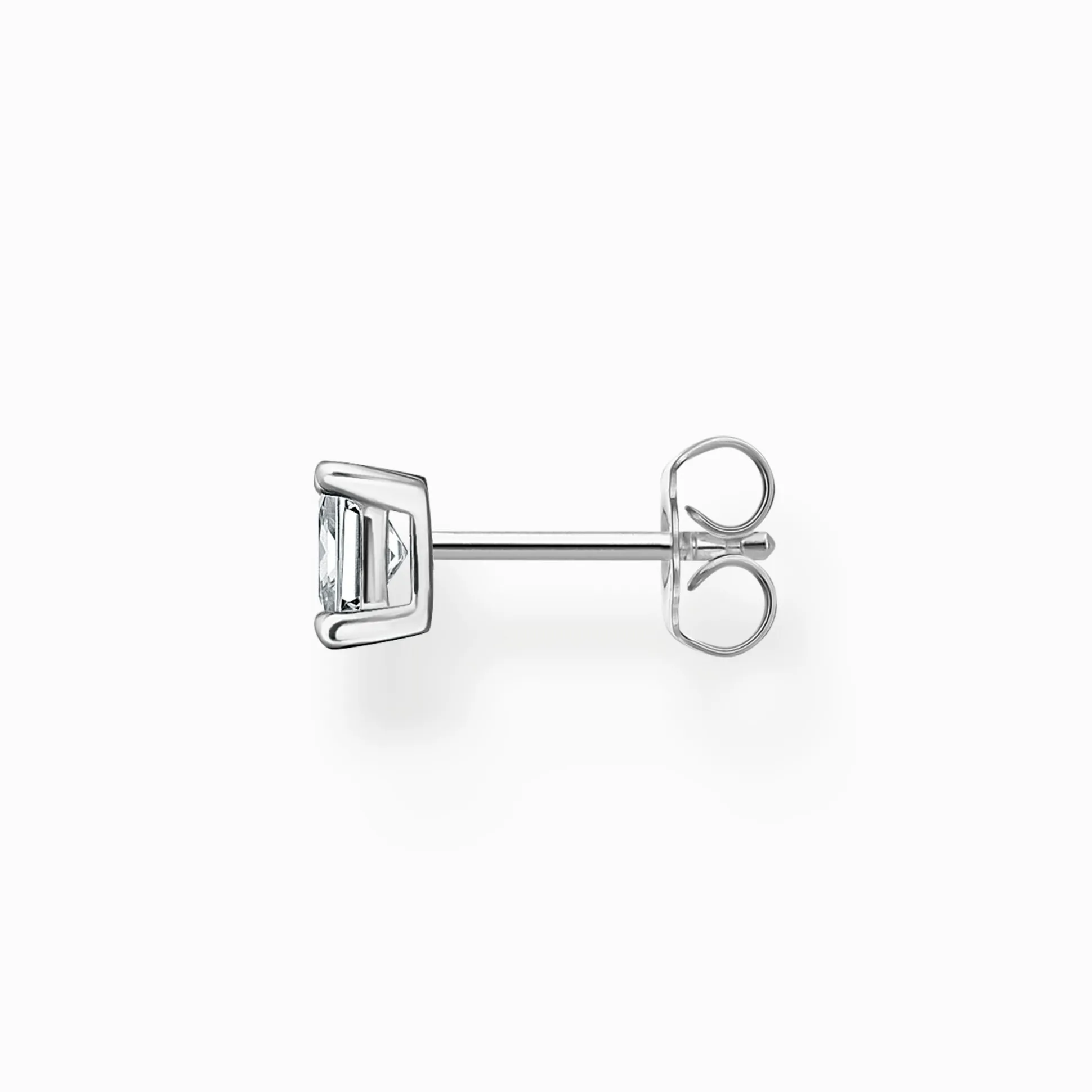 Flash Sale Einzel Ohrstecker mit weißem Stein silber Damen Ohrstecker