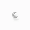 Sale Einzel Ohrstecker Mond Pavé silber Damen Ohrstecker