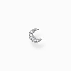 Sale Einzel Ohrstecker Mond Pavé silber Damen Ohrstecker