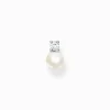 Fashion Einzel Ohrstecker Perle mit weißem Stein silber Damen Ohrstecker|Ohrringe