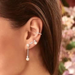 Outlet Einzel Ohrstecker weiße Steine silber Damen Ohrstecker