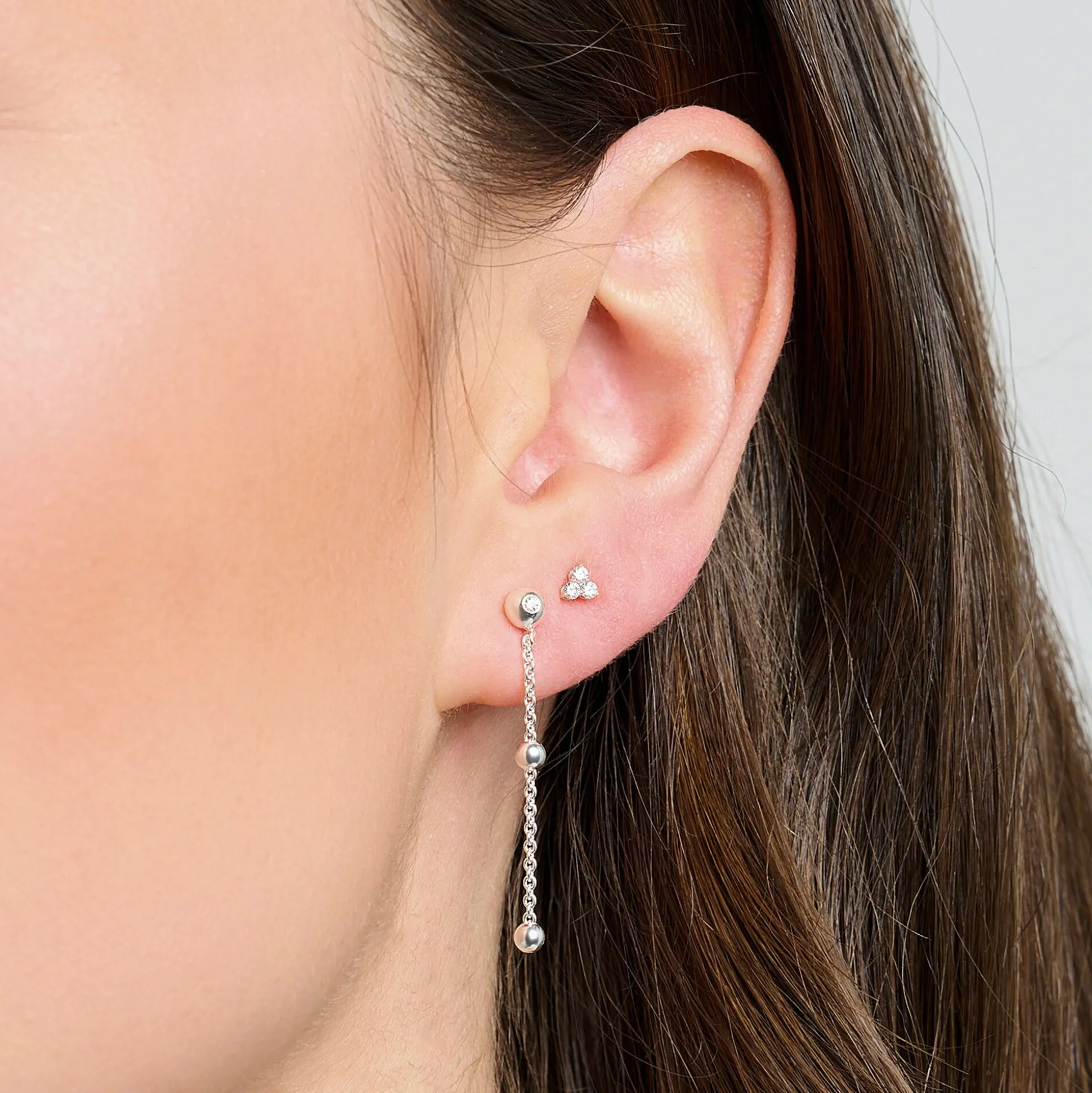 Clearance Einzel Ohrstecker weiße Steine silber Damen Ohrstecker