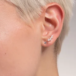 Store Einzel Ohrstecker weißer Stein silber Damen Ohrstecker