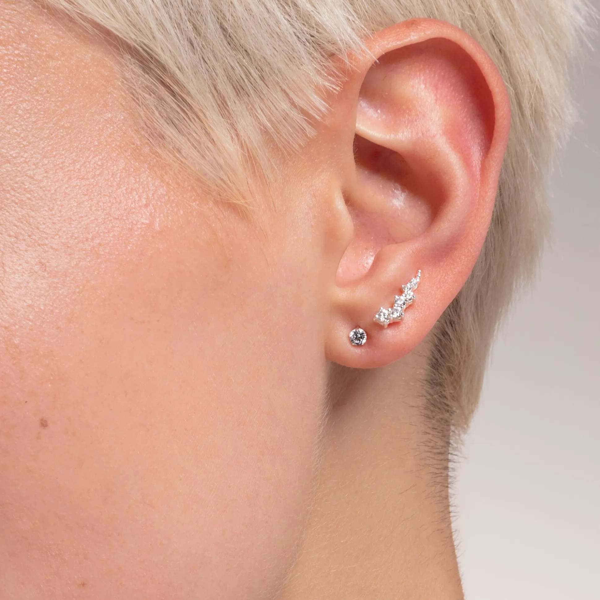 Store Einzel Ohrstecker weißer Stein silber Damen Ohrstecker