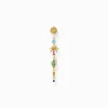 Discount Einzel-Ohrhänger Sonne, Palme und Kaktus mit bunten Steinen vergoldet Damen Ohrringe|18K Vergoldung - 925 Silber