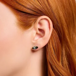 Cheap Einzel-Ohrstecker mit goldblauem Tigerauge Silber geschwärzt Damen Ohrstecker|Ohrstecker & Creolen