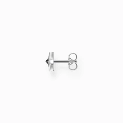 Best Sale Einzel-Ohrstecker mit schwarzem Stein Silber geschwärzt Damen Ohrstecker|Ohrstecker & Creolen
