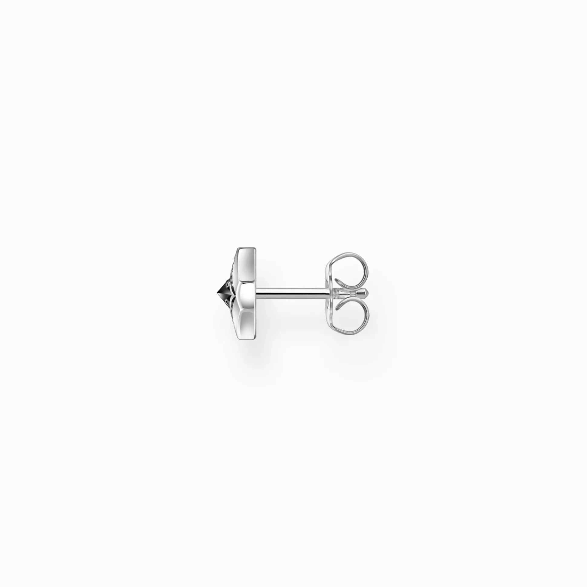 Best Sale Einzel-Ohrstecker mit schwarzem Stein Silber geschwärzt Damen Ohrstecker|Ohrstecker & Creolen