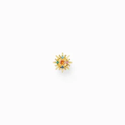 Flash Sale Einzel-Ohrstecker Sonne mit bunten Steinen vergoldet Damen Ohrstecker|18K Vergoldung - 925 Silber
