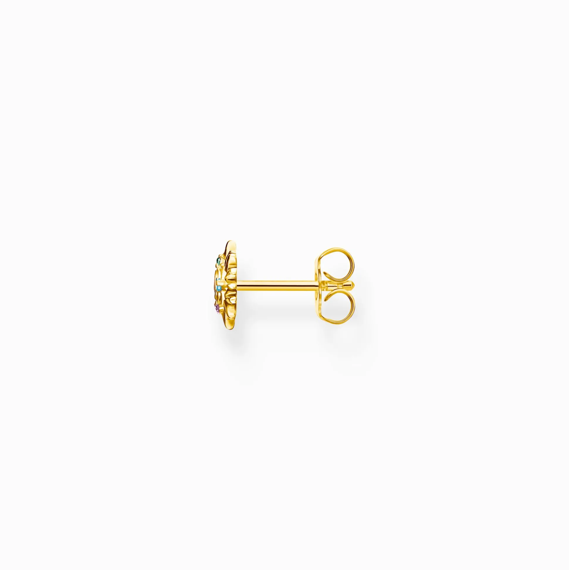 Flash Sale Einzel-Ohrstecker Sonne mit bunten Steinen vergoldet Damen Ohrstecker|18K Vergoldung - 925 Silber