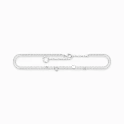 Fashion Fußkette mit Herzen und weiße Steine silber Damen Fußkettchen