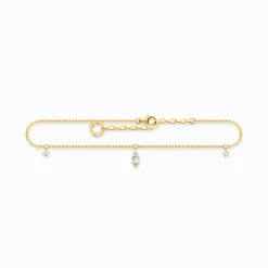 Clearance Fußkette weißer Stein gold Damen Fußkettchen|18K Vergoldung - 925 Silber