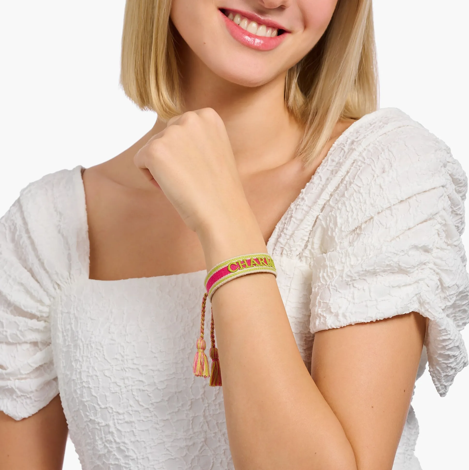Outlet Gewebtes Armband Charmista in Pink, Grün und Orange Accessoires