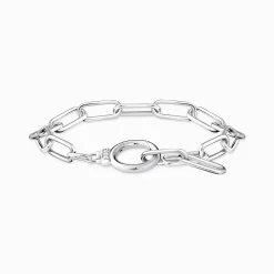 Hot Gliederarmband mit Ringverschluss und weißen Steinen Silber Damen Armbänder|925 Silber