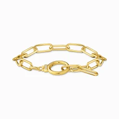 Fashion Gliederarmband mit Ringverschluss und weißen Steinen vergoldet Damen Armbänder|18K Vergoldung - 925 Silber