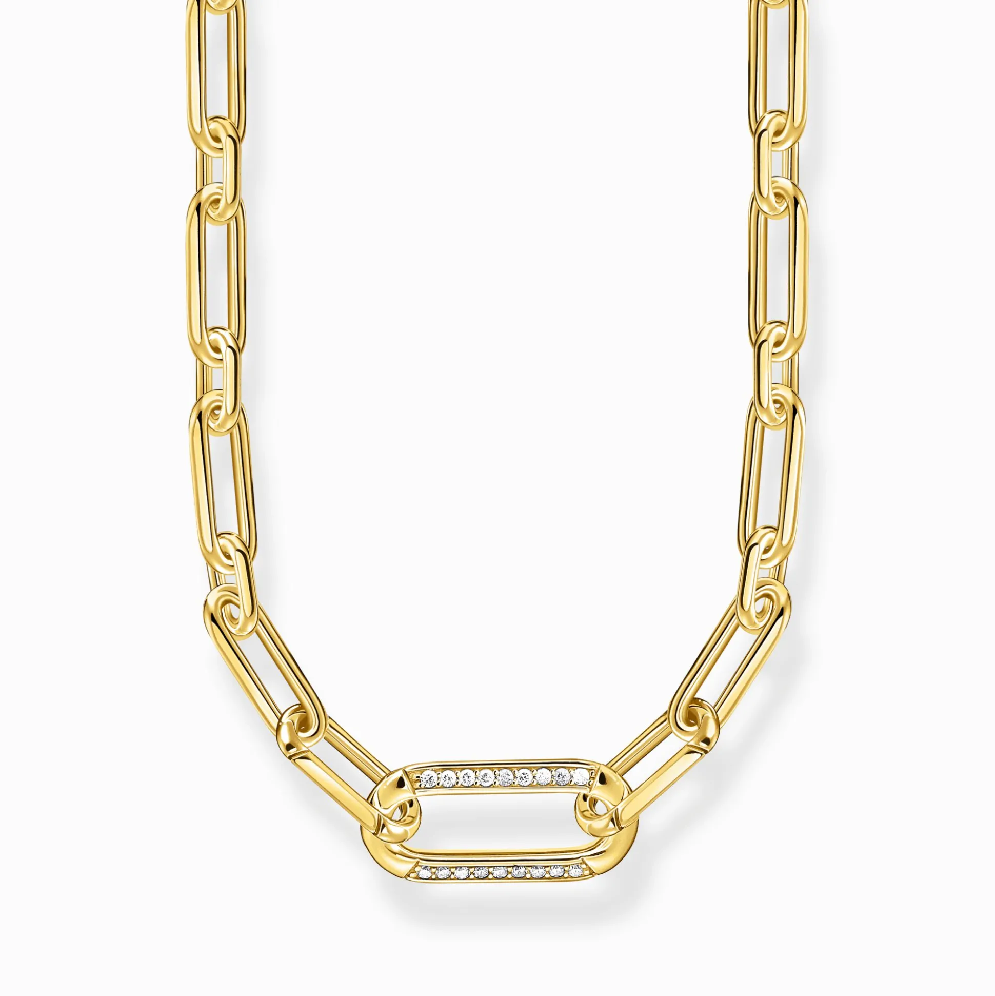 Best Gliederkette mit steinbesetztem Ankerelement vergoldet Damen Halsketten|18K Vergoldung - 925 Silber