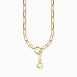 Cheap Gliederkette mit zwei Ringverschlüssen und weißen Steinen vergoldet Damen Halsketten|18K Vergoldung - 925 Silber