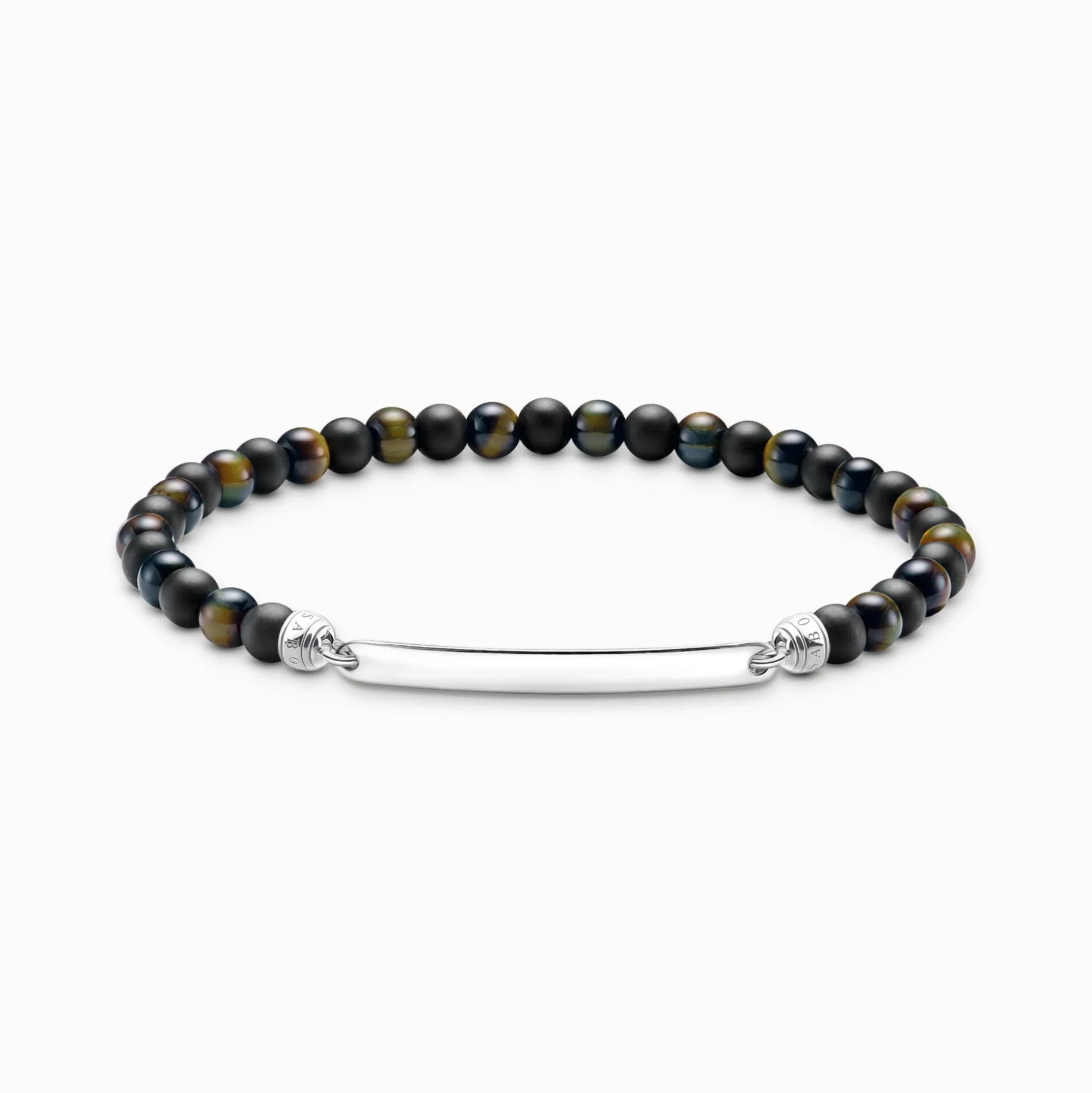 Hot Gravierbares Armband mit Obsidian- und Tigerauge-Beads Damen Armbänder|Armbänder
