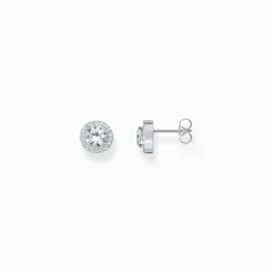 Cheap Halo-Ohrstecker mit weißem Stein im Brillantschliff Silber Damen Ohrstecker|925 Silber
