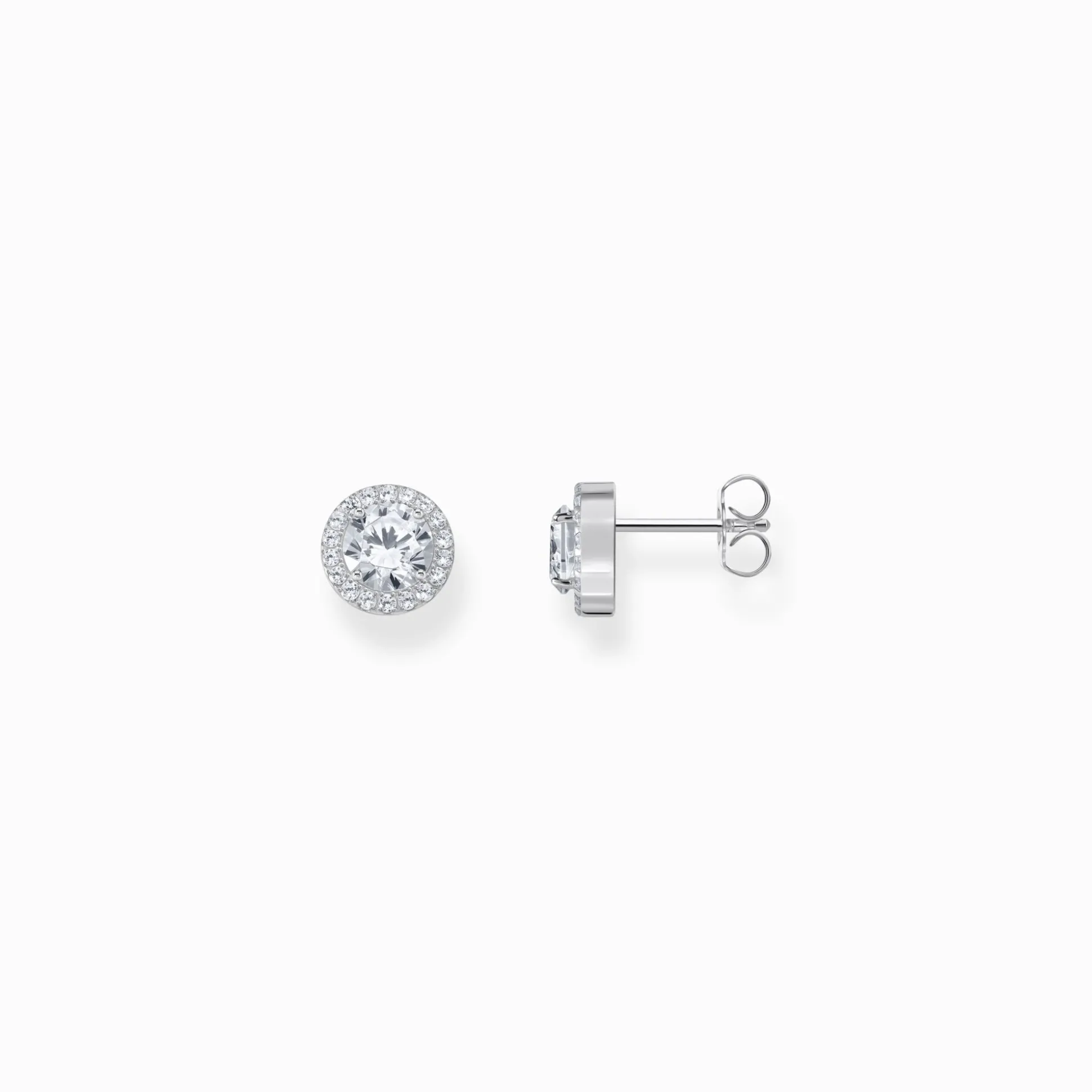 Cheap Halo-Ohrstecker mit weißem Stein im Brillantschliff Silber Damen Ohrstecker|925 Silber