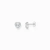 Online Halo-Ohrstecker mit weißem Stein in Herzform Silber Damen Ohrstecker|925 Silber