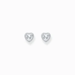 Online Halo-Ohrstecker mit weißem Stein in Herzform Silber Damen Ohrstecker|925 Silber