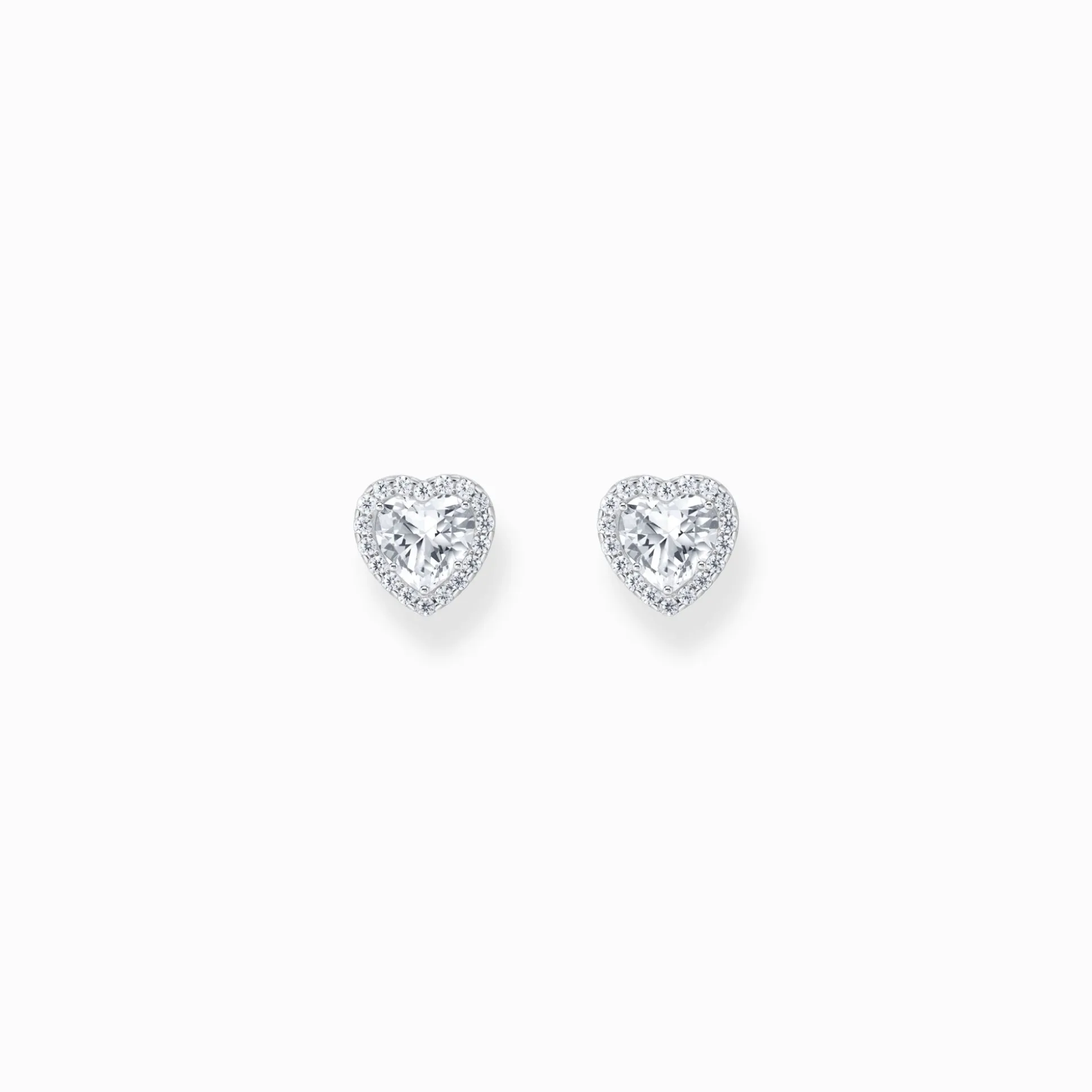 Online Halo-Ohrstecker mit weißem Stein in Herzform Silber Damen Ohrstecker|925 Silber