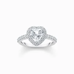 Sale Halo-Ring mit weißem Stein in Herzform Silber Damen Ringe|925 Silber