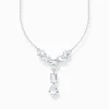 New Halskette im Y-Stil mit sieben weißen Steinen Silber Damen Halsketten|925 Silber