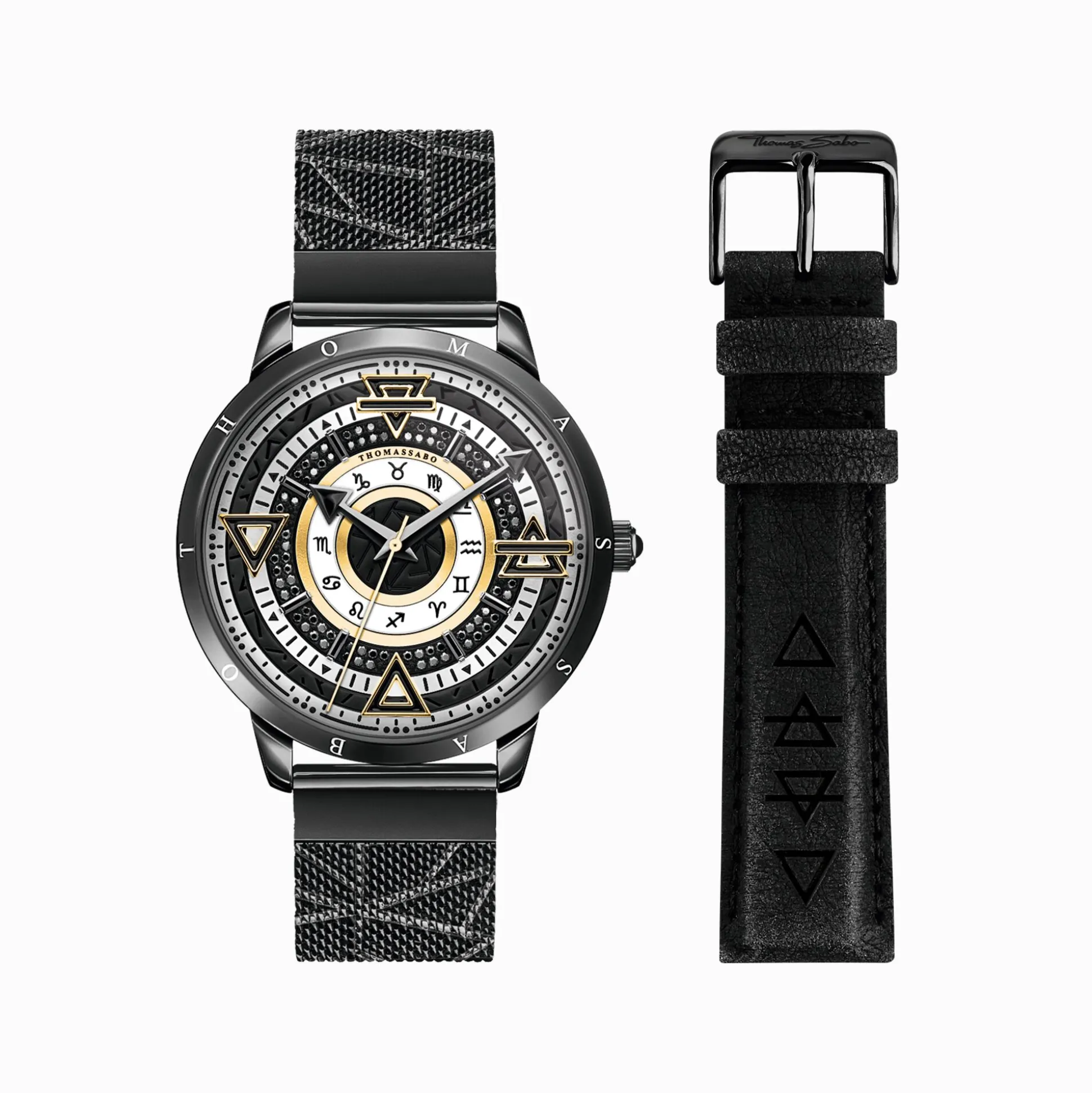 Fashion Herrenuhr Elements of Nature mit schwarzen Steinen Bicolor Herren Uhren|Uhren