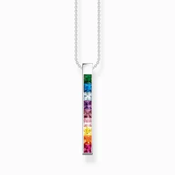 Cheap Kette bunte Steine silber Damen Halsketten