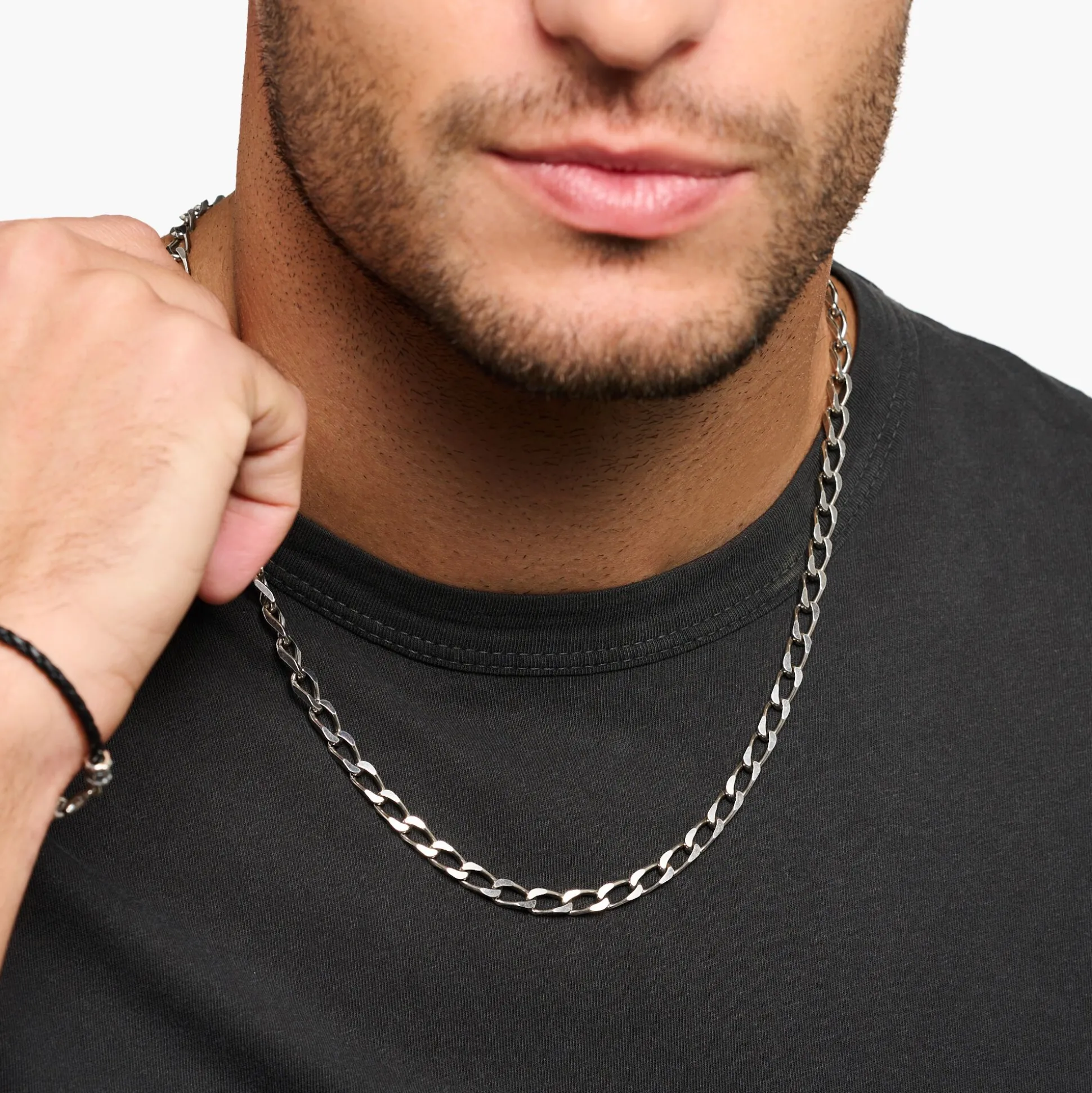 Cheap Kette Glieder Kreuz silber Stärke 5 mm Damen Halsketten|Halsketten