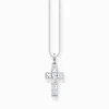 Best Kette Kreuz mit weißen Steinen Silber Damen Halsketten