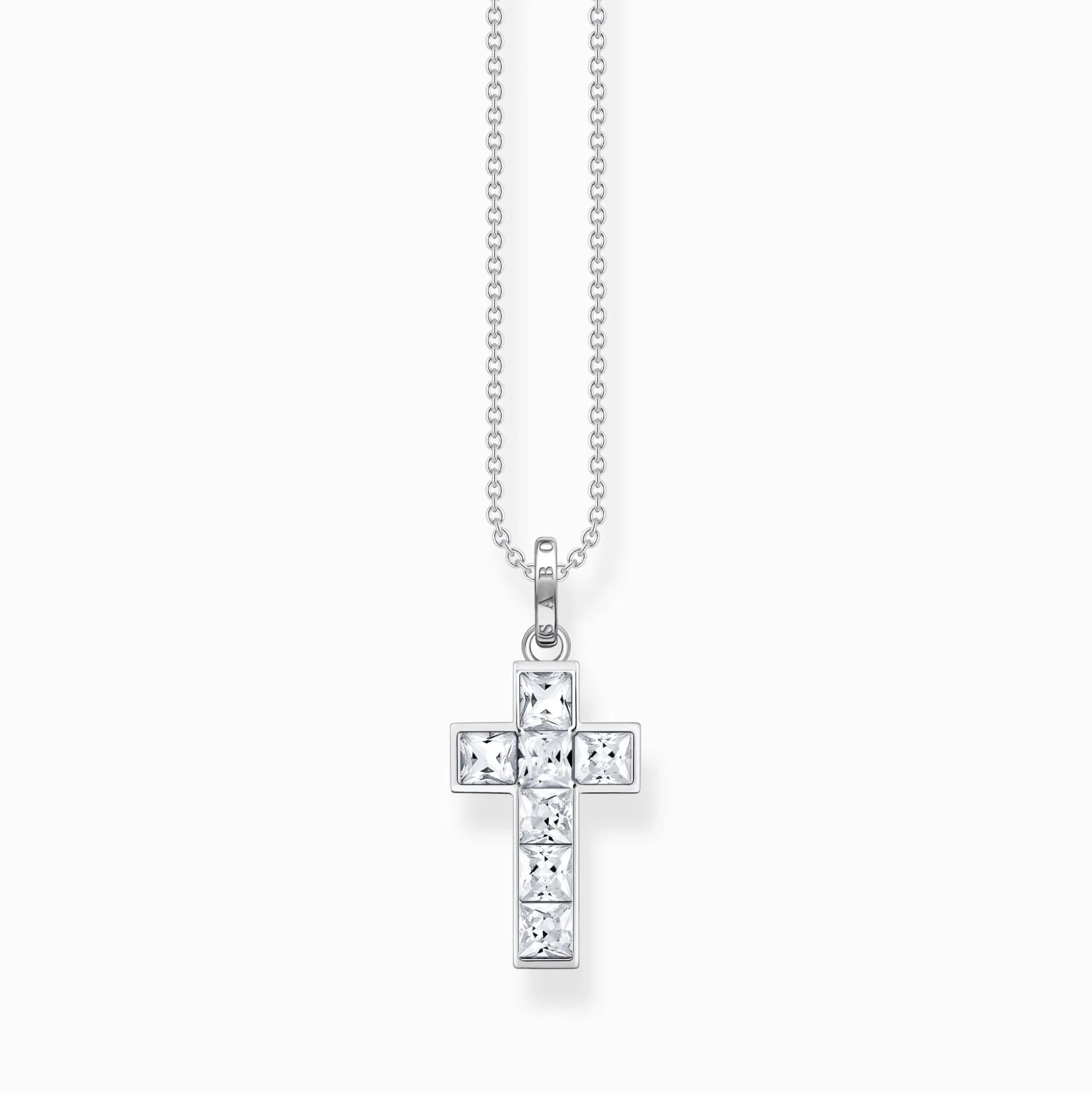 Best Kette Kreuz mit weißen Steinen Silber Damen Halsketten
