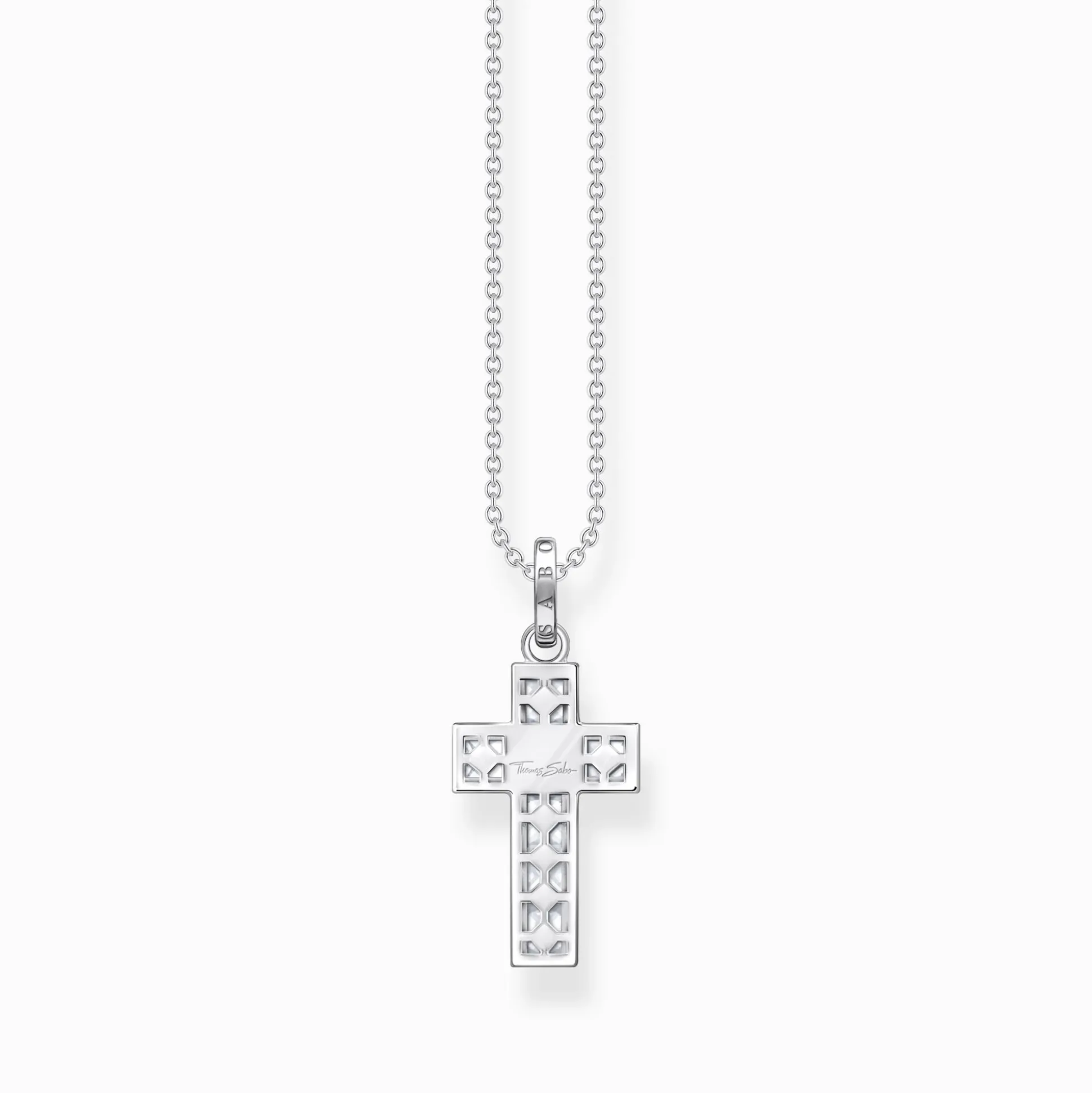 Best Kette Kreuz mit weißen Steinen Silber Damen Halsketten