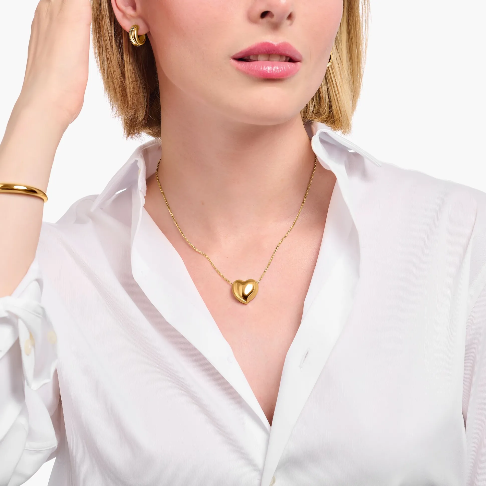 Cheap Kette mit Anhänger in Herzform vergoldet Damen Halsketten|18K Vergoldung - 925 Silber