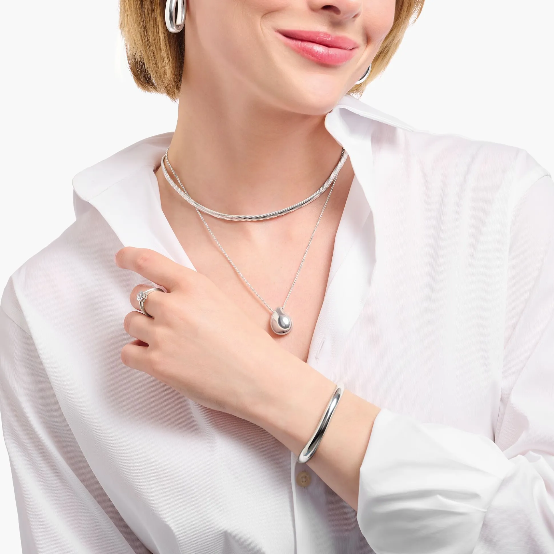 Best Kette mit Anhänger in organischer Tropfenform Silber Damen Halsketten|925 Silber