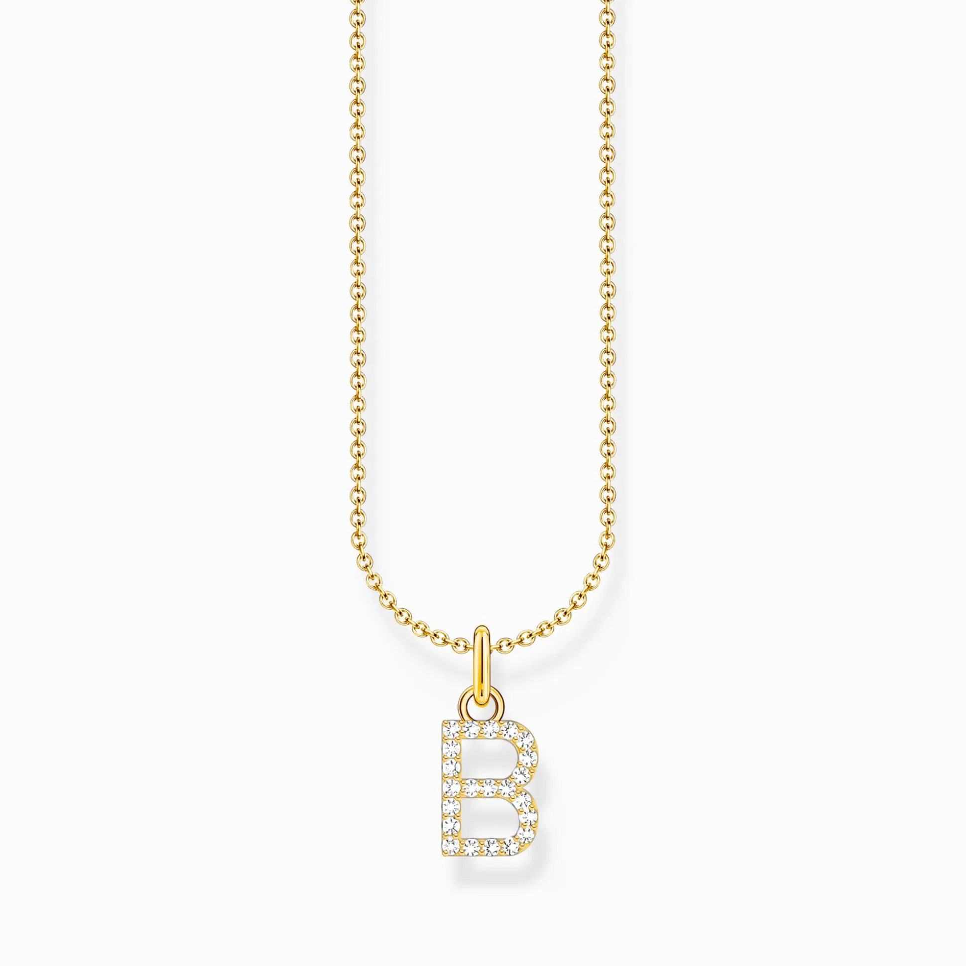 Online Kette mit Buchstaben-Anhänger B vergoldet Damen Halsketten|18K Vergoldung - 925 Silber