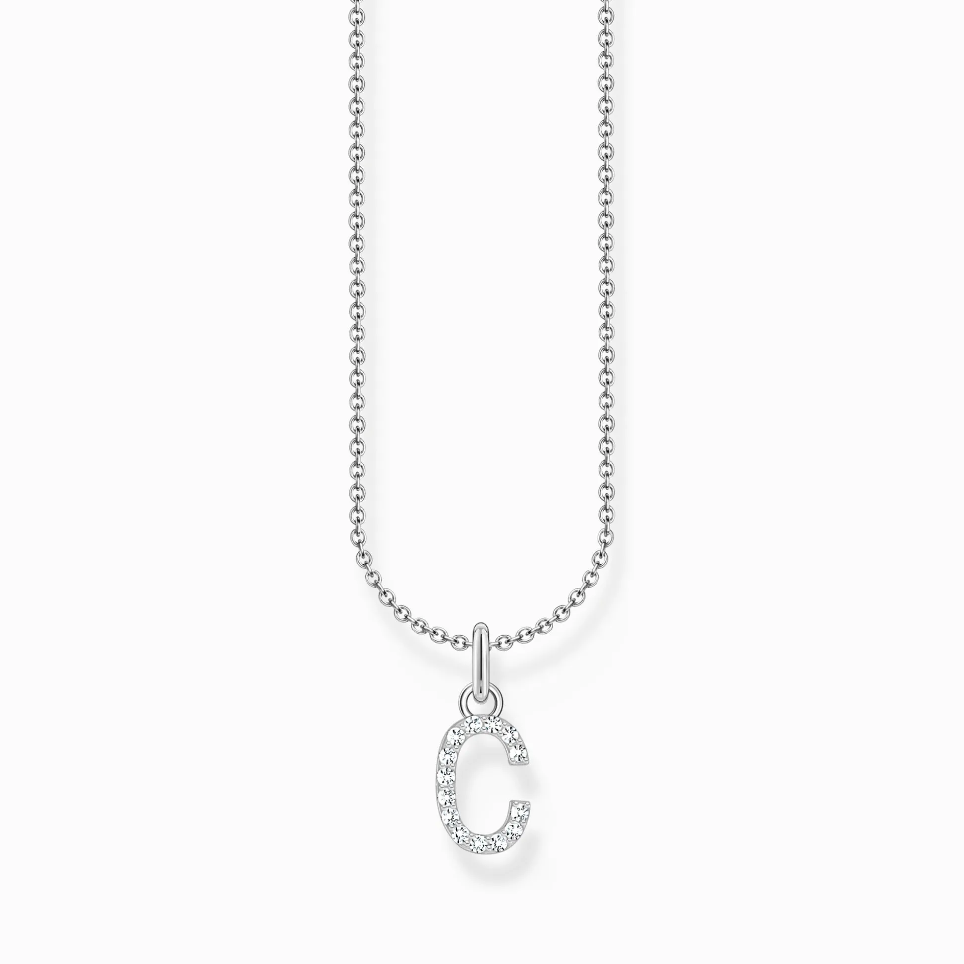 Cheap Kette mit Buchstaben-Anhänger C Silber Damen Halsketten|925 Silber