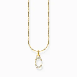 Hot Kette mit Buchstaben-Anhänger C vergoldet Damen Halsketten|18K Vergoldung - 925 Silber